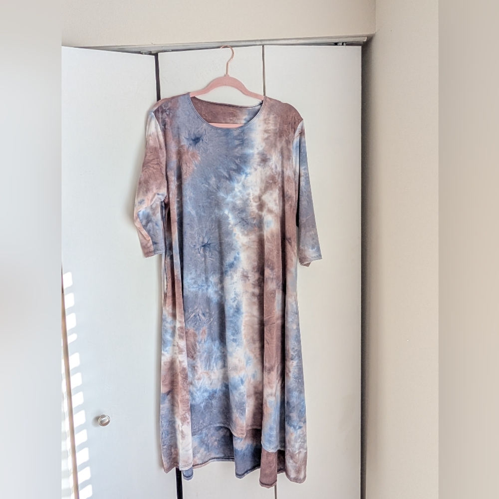 Women's L/XL Soft Tie-Dye Midi Dress